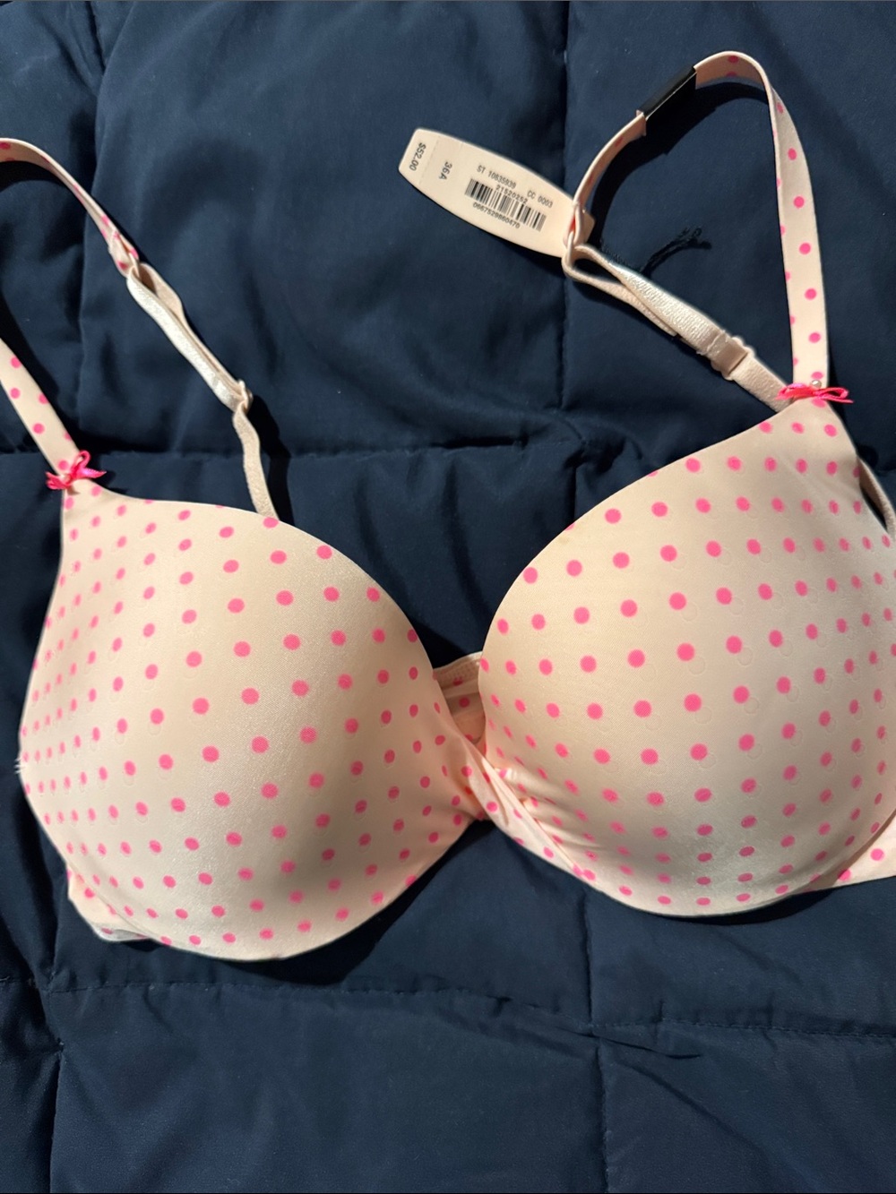 Victoria's Secret Light Pink Bra with Hot Pink Polka Dots